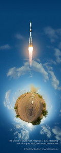 The launch of Soyuz with Progress M-12M spaceship